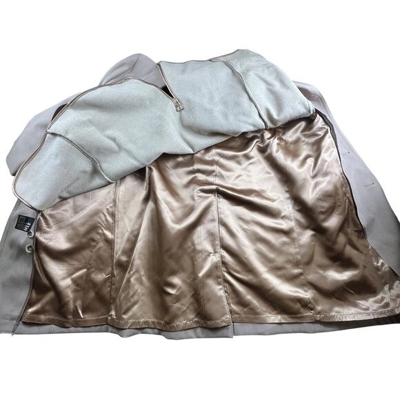 Vintage Sears Overcoat Mens 40 Beige Coat Zip Out Lining Dress Trench 70s Winter - Picture 8 of 14